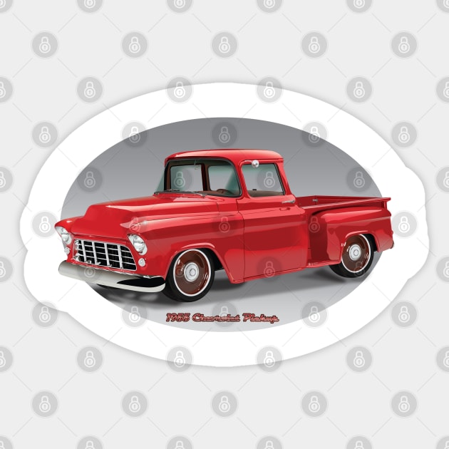 Chevy Pickup Classic 1955 Sticker by TheStuffInBetween